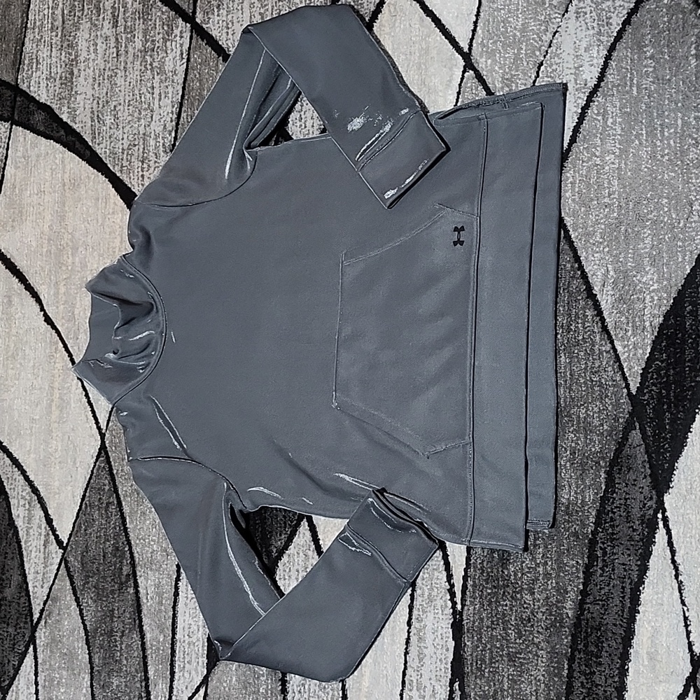 UNDER ARMOUR MOCK-NECK FLEECE MIRAGE SHINE GRAY SWEATSHIRT COLDGEAR LOOSE-FIT